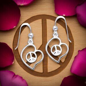 Love and Peace Sterling Silver Earrings